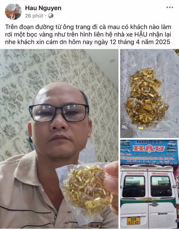 Chủ nhà xe đăng thông tin tìm người đ::ánh rơi bịch vàng